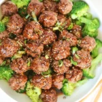 Ginger Meatballs with Sesame Broccoli