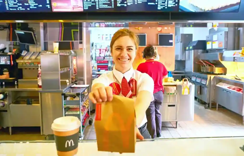 happy fast food worker