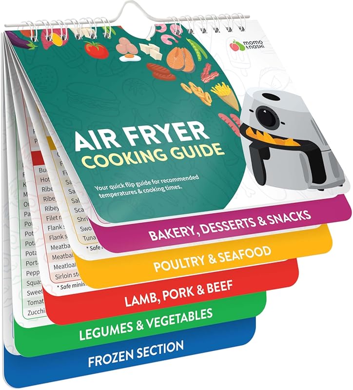 Air Fryer Cheat Sheet Magnets and Cooking Guide Booklet with Essential