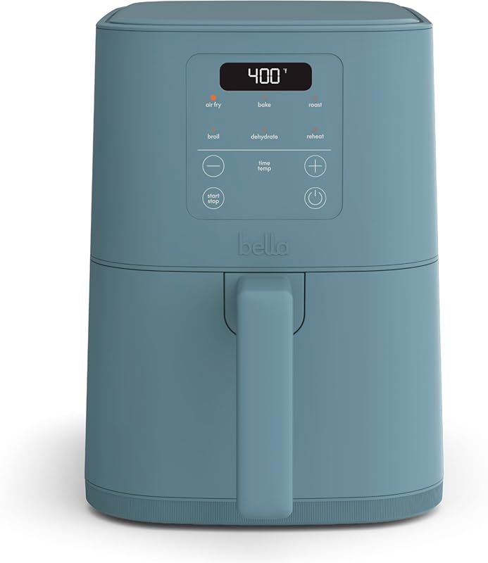 Bella 4 Qt Slim Air Fryer with Ceramic Nonstick Coating and Six Preset