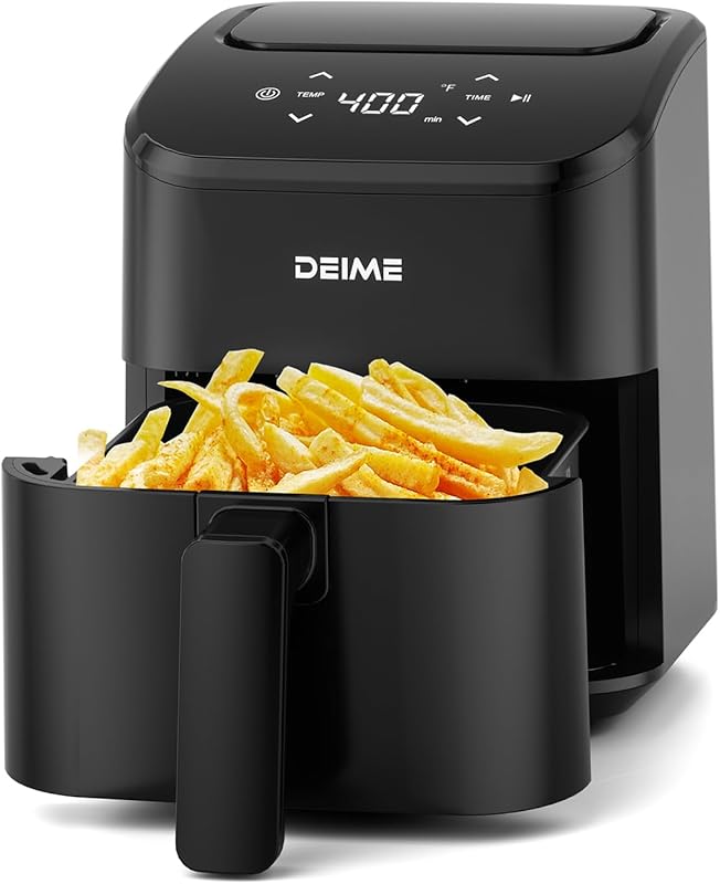 Deime 3 Qt Digital Air Fryer with Reheat and Roast Functions and Nonst