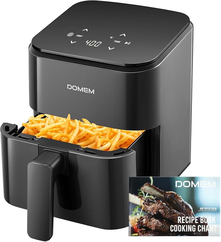 Domem 3 Qt Compact Air Fryer with Touchscreen Controls and Space Savin